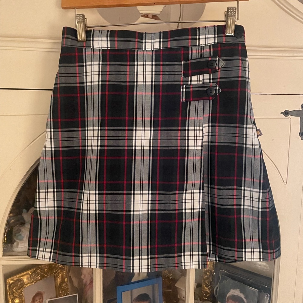 Plaid Kids Skirt with Button Detail Girls 12